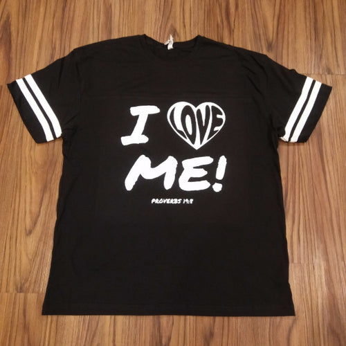 I LOVE ME! Proverbs 19:8 Varsity style shirt with white lettering